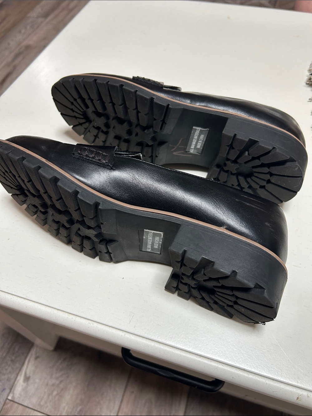 DV by Dolce Vita Black Leather Penny Loafers with Tan Trim Carly - Picture 4 of 4